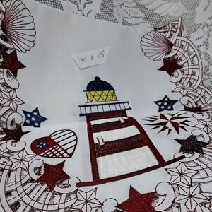 Table Runner Nautical Lighthouse Seashells Stars 70‎ x 13 polyester